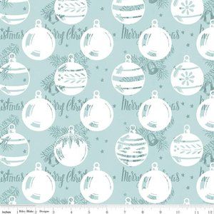 All About Christmas Ornaments, Main Blue, by J Wecker Frisch for Riley Blake